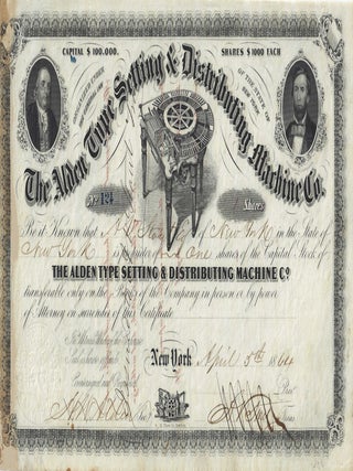 1864-1896 – Collection of four scarce stock certificates relating to the U.S. printing industry