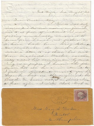 Item #010623 1862 – A letter from one cousin to another expressing concern for the Union and...