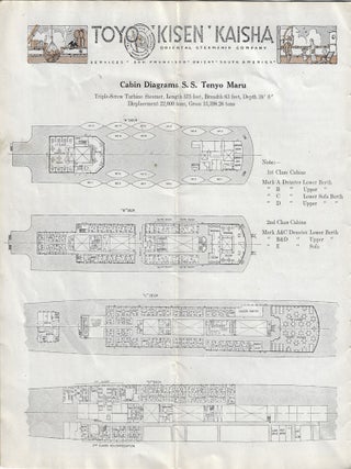 1922-1923 – Travel brochure advertising voyages on the Toyo Kisen Kaisha (TKN) Oriental Steam Ship Company.