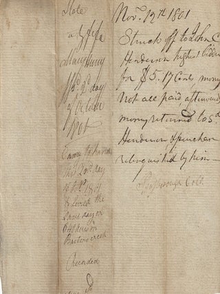 1801 &ndash; Order for a Tennessee sheriff to seize the property of a woman convicted of not paying taxes on land that she owned