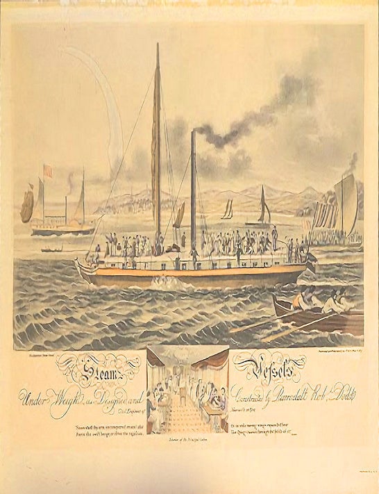 Item #010672 1817 (1907) &ndash; Large lithograph advertisement for the prominent British shipbuilder who inspired Robert Fulton, one of whose ships appears in the background. Barrodall Ro t. Dodd, er.