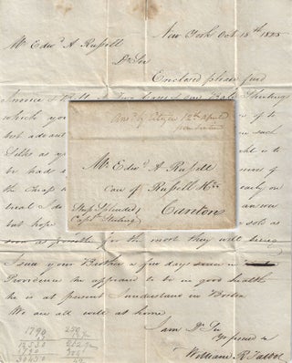 Item #010727 1825 – Letter between an American merchant in New York and the largest America...