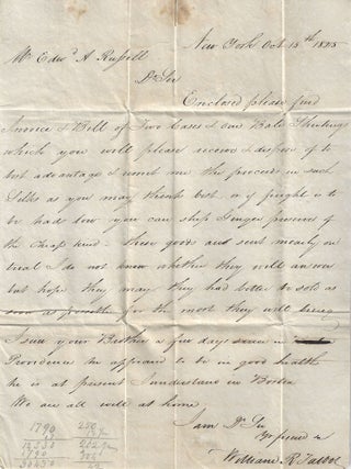1825 &ndash; Letter between an American merchant in New York and the largest America trading house in China