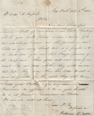1825 – Letter between an American merchant in New York and the largest America trading house in China