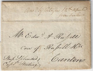 1825 – Letter between an American merchant in New York and the largest America trading house in China