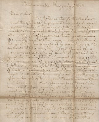 1844 – Reply by a prominent Ohio attorney to a request from an even more important Republic of Texas former judge-turned-lawyer recommending several local candidates to take a deposition in Steubenville