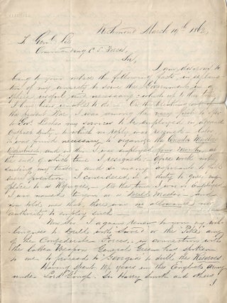 1862 &ndash; Letter from an Englishman, living in Richmond, offering his services to General...