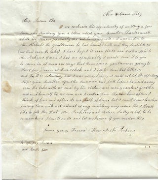 1837 – A long, three-page letter describing a businessman’s journey from New Orleans to Velasco, then overland by foot to Washington, Texas, where he was murdered by “desperados”