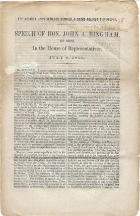 Item #010760 1856 – A House of Representatives Speech, by one of the most Radical Republicans,...