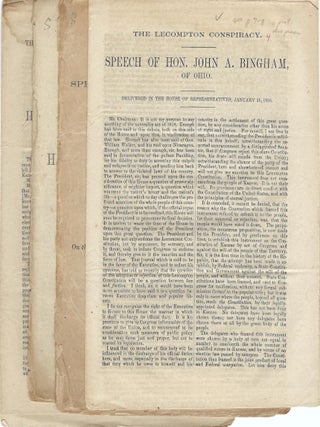 1856-1858 &ndash; Four House of Representatives Speeches by one of the Radical Republicans on the...