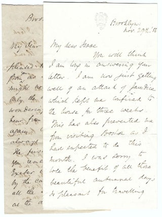 1856 &ndash; Two letters from Samuel Longfellow to a younger associate, one of which clearly...