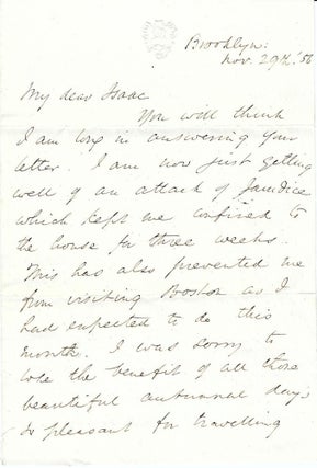 1856 – Two letters from Samuel Longfellow to a younger associate, one of which clearly expresses a desire for romantic attachment