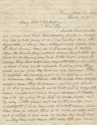 Item #010763 1859 – Letter from the founder of Fort Scott, Kansas, and a leader of the...