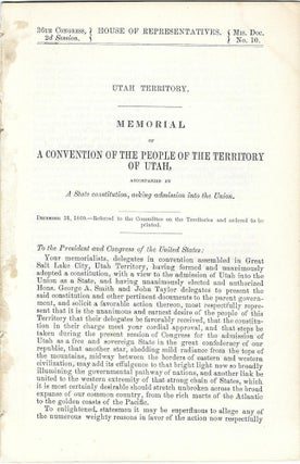 1856-1960 – Three Congressional documents related to polygamy, the Mormon War, and Utah statehood