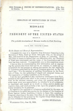 1856-1960 – Three Congressional documents related to polygamy, the Mormon War, and Utah statehood