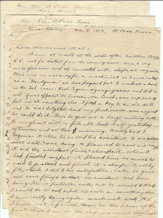 1913 &ndash; Three exceptional letters from a Southern Pacific machinist in El Paso to his mother providing an account of the Second Battle of Juarez and the blood-thirsty violence of Pancho Villa and his army