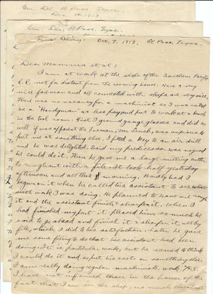 1913 – Three exceptional letters from a Southern Pacific machinist in El Paso to his mother providing an account of the Second Battle of Juarez and the blood-thirsty violence of Pancho Villa and his army