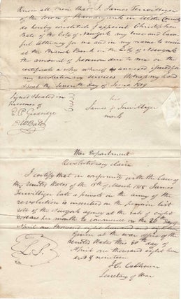 Item #010781 1819 – Manuscript certificate of service in the American Revolution signed by...