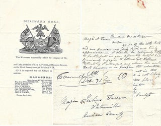 Item #010784 1835 – A letter of regret written on an impressive Military Ball invitation Major...