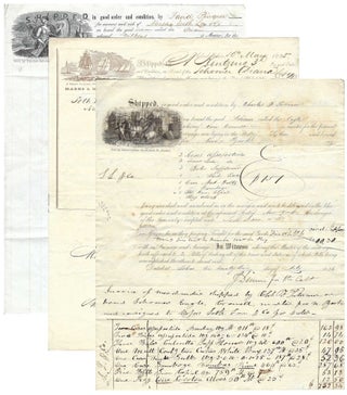 Item #010785 1835-1836 – Three illustrated shipping bills and transmittal letters received by a...