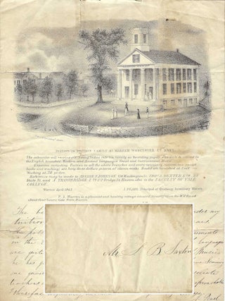 1843 &ndash; Letter of recommendation, written on impressive letterhead, for a teacher departing...