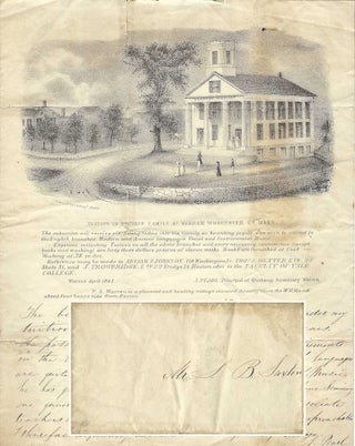 Item #010788 1843 – Letter of recommendation, written on impressive letterhead, for a teacher...