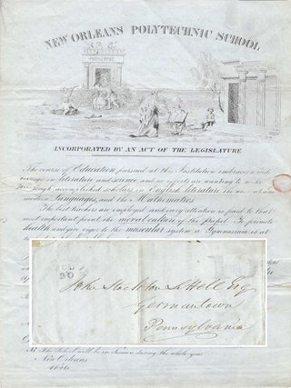 1846 &ndash; An elaborate illustrated broadside prospectus for the New Orleans Polytechnic School...