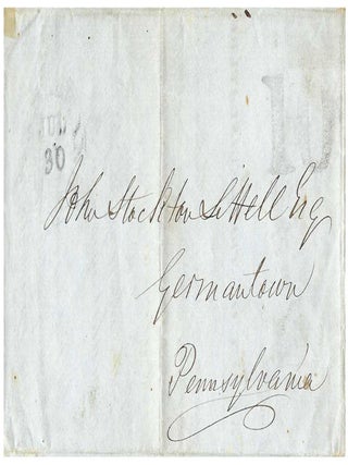 1846 – An elaborate illustrated broadside prospectus for the New Orleans Polytechnic School used by its proprietor to send an obsequious yet boastful stampless, folded letter to a Pennsylvania editor