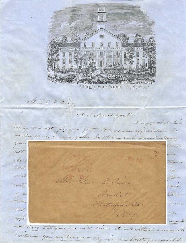 Item #010795 1851 &ndash; Letter from the Principal of the Willoughby Female Seminary requesting a former student to take a part-time teaching position at the school. Alvan Nash.
