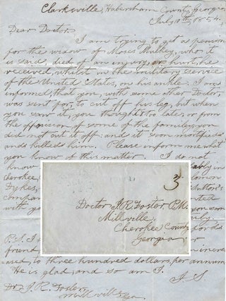 1854 &ndash; Letter requesting assistance in acquiring a pension for the widow of a Georgia...