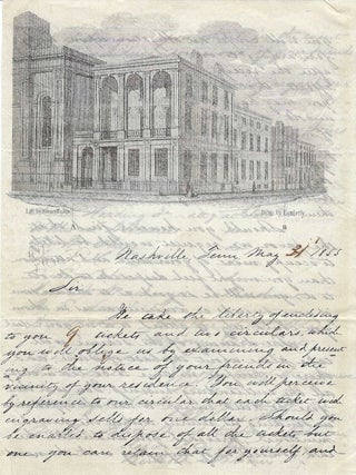 Circa 1855 – Illustrated lettersheet of the “great Suspension Bridge” at Niagara Falls with a detailed description
