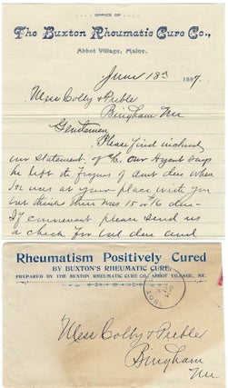Item #010805 1897 – Dunning letter from the Buxton Rheumatic Cure Company to prominent...