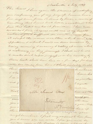 1823 &ndash; Letter from a young man who had traveled from Portsmouth, New Hampshire westward to St....