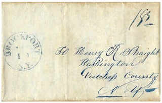 1843 – Letter on illustrated stationery from a young man at Brockport Collegiate Institute in New York describing the school’s architecture, coursework, and entertainment