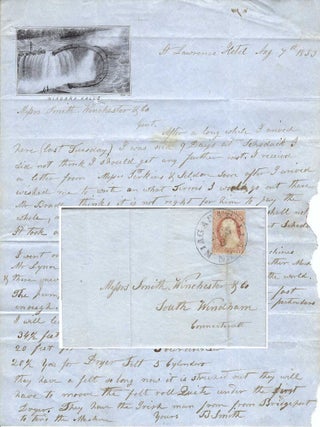 1853 &ndash; Letter from a mechanic dispatched to a Niagara Falls paper mill by the Smith,...