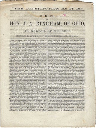 Item #010824 1863 &ndash; Landmark Civil War Speech by John A. Bingham, Congressman from Ohio,...