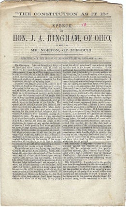 Item #010824 1863 – Landmark Civil War Speech by John A. Bingham, Congressman from Ohio,...