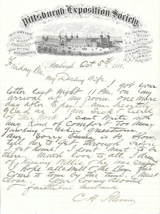 1877 &ndash; Two letters from the Pittsburgh Exposition Society by a New York man who longed for the...